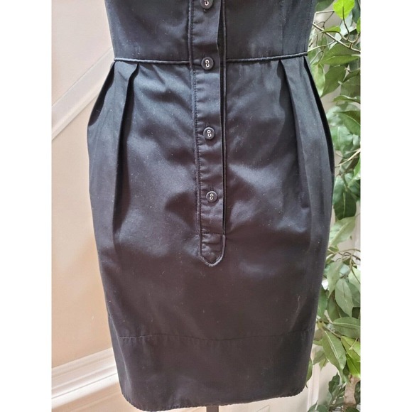 Nanette Lepore Women Black Solid Collared Sleeveless Casual Knee Length Dress 6 - Picture 4 of 9